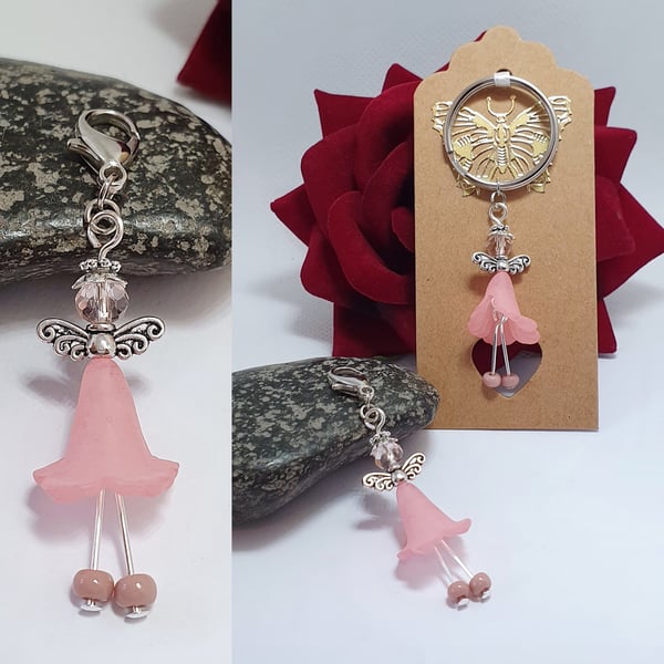 Colourful little flower fairy keyring and zip charm