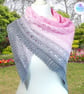 Pink and grey ombre crochet lace cotton shawl. Crochet shawl. Pink grey scarf. - Image 3