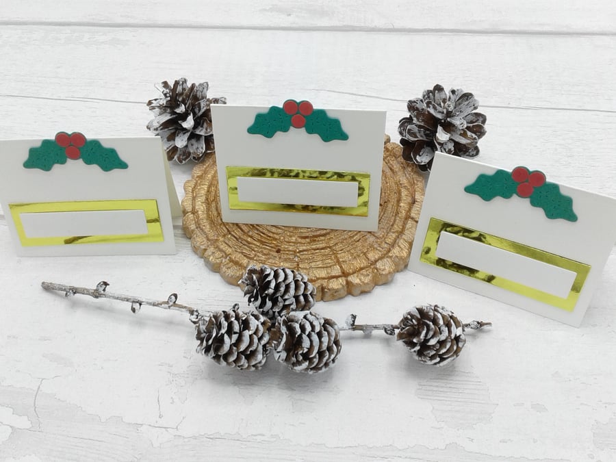 Christmas place settings. Set of 10. Winter wedding place cards.
