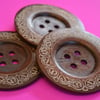 Giant Wooden Buttons 60mm Natural Brown Button Huge Large Celtic Design (G10)