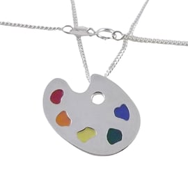 Painter's palette pendant (large), Silver Jewellery, Handmade Gift