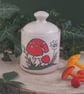 Ceramic lidded jar with mushroom decoration