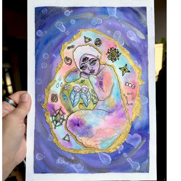 Mother Goddess - Original A4 Divine Feminine Mixed Media Painting