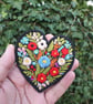 Black Floral Love Heart Embroidered Patch Iron On Sew On Badge
