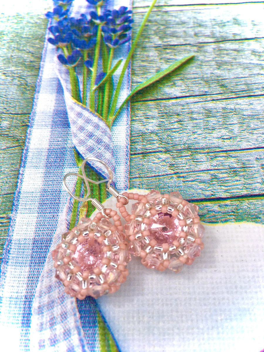 Pretty Baby Pink And Silver Seed Bead Earrings