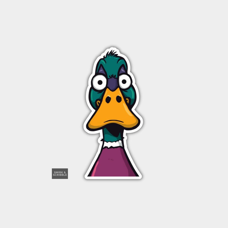 Funny Novelty Vinyl Sticker - Grumpy Duck