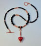 Murano Glass Heart, Onyx & Copper Necklace, Birthday, Anniversary, Gifts For Her - Image 4