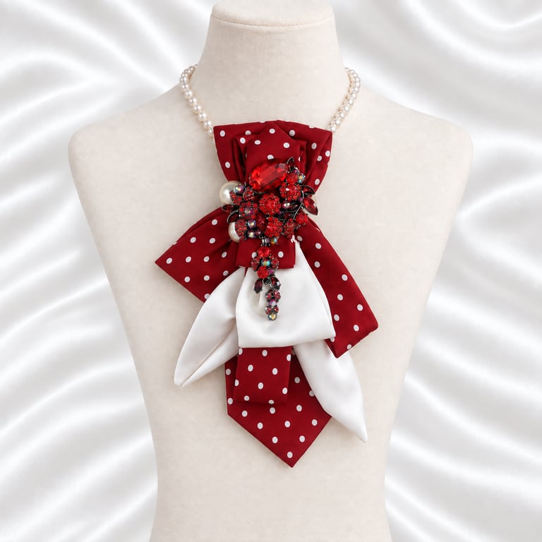 Ruby Polka Upcycled Necktie Statement Necklace