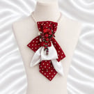 Ruby Polka Upcycled Necktie Statement Necklace