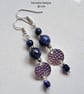 Blue Jasper & Faceted Crystal Silver Plated Long Dangle Earrings  - Image 4