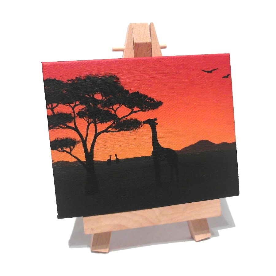 Sold African Sunset Miniature Painting