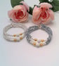 Diamond Tube and Lava Bead Double Strand Memory Wire Cuff Bracelets, Cuff Bangle