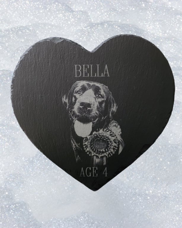 Personalised Laser Engraved Slate Heart. 