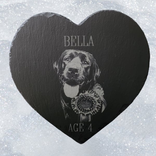 Personalised Laser Engraved Slate Heart. 