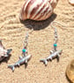 Sterling Silver Shark Earrings 