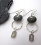 grey lampwork glass and labradorite earrings - Image 2