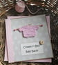 Welsh New Baby Girl Babi Bach Knitted Card 