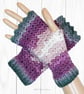 Crochet gloves. Purple pink and grey ladies gloves, fingerless gloves.   - Image 2