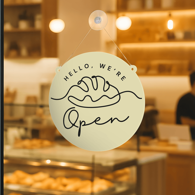 Bakery Open & Closed Sign - Bread Loaf: Double-Sided Hanging Door Plaque
