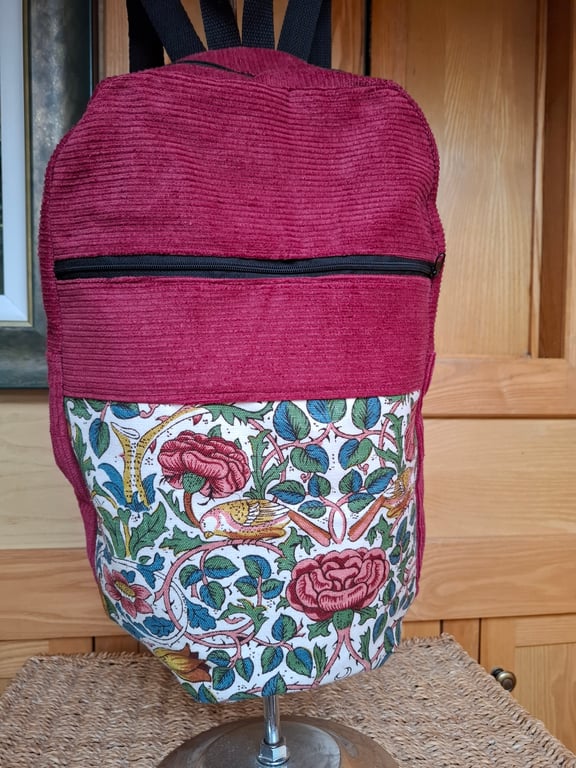 Cerise corduroy backpack