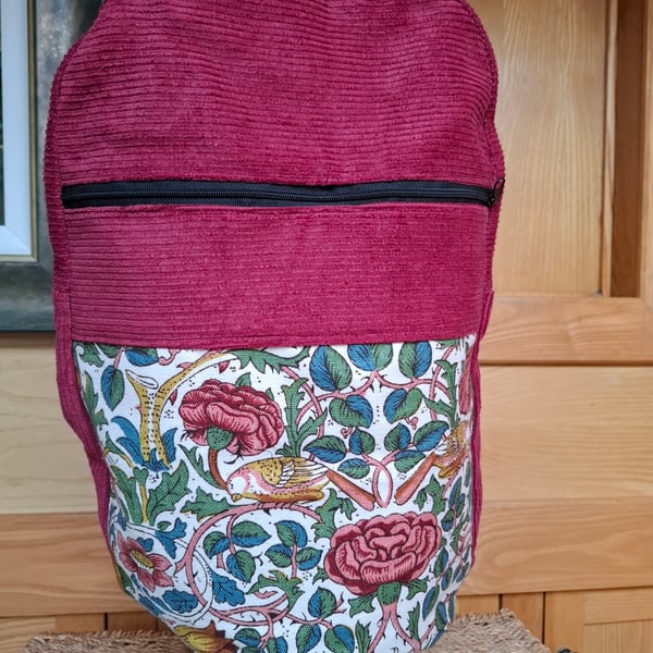 Cerise corduroy backpack