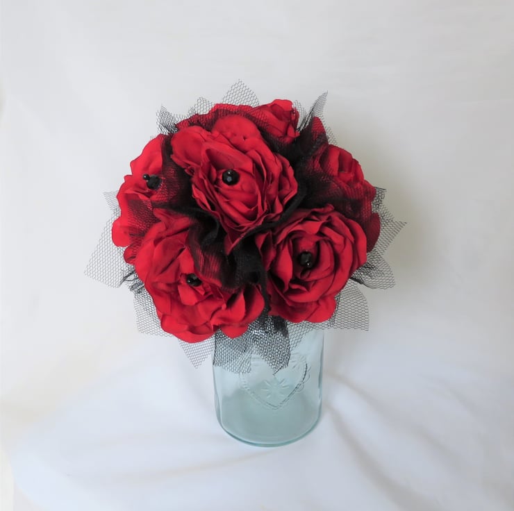 Red Rose & Black Tulle Lace Vintage Gothic ... - Folksy