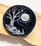 Up-cycled full moon and tree brooch pin or badge.