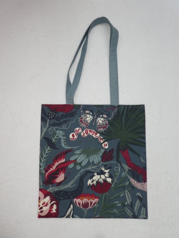 Grey Cotton Print Bag. Fully Lined. Shoulder Bag.