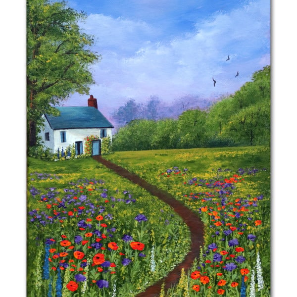 Original Painting - "Dream Cottage" (A4 box canvas)
