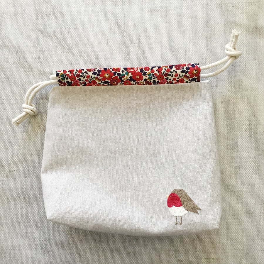 Embroidered Robin Gift Bag