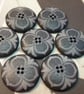 18mm, 22.5mm & 28mm Italian Laser detailing Grey Polyester designer Buttons - Image 1