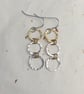 Recycled Sterling Silver and Filled Gold Triple Circle Drop Earrings - Image 2