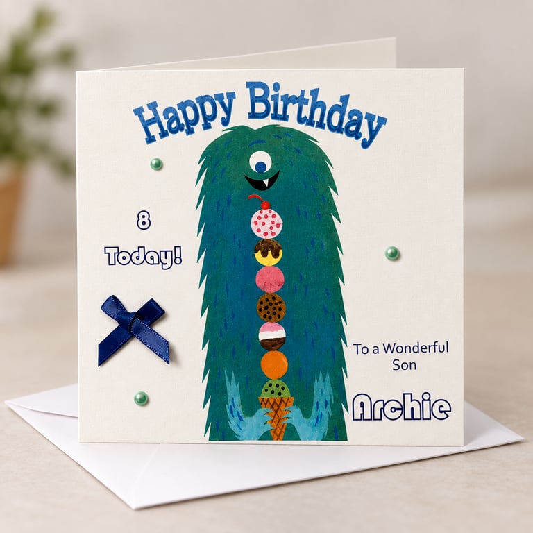 Monster Happy Birthday Card for Brother, Son, Friend, Grandson, nephew, godson, 