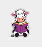 Funny Vinyl Sticker For Adults - Cute Cow & Book