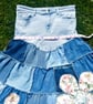 Denim patchwork half & half skirt - Bohemian style  - Image 3
