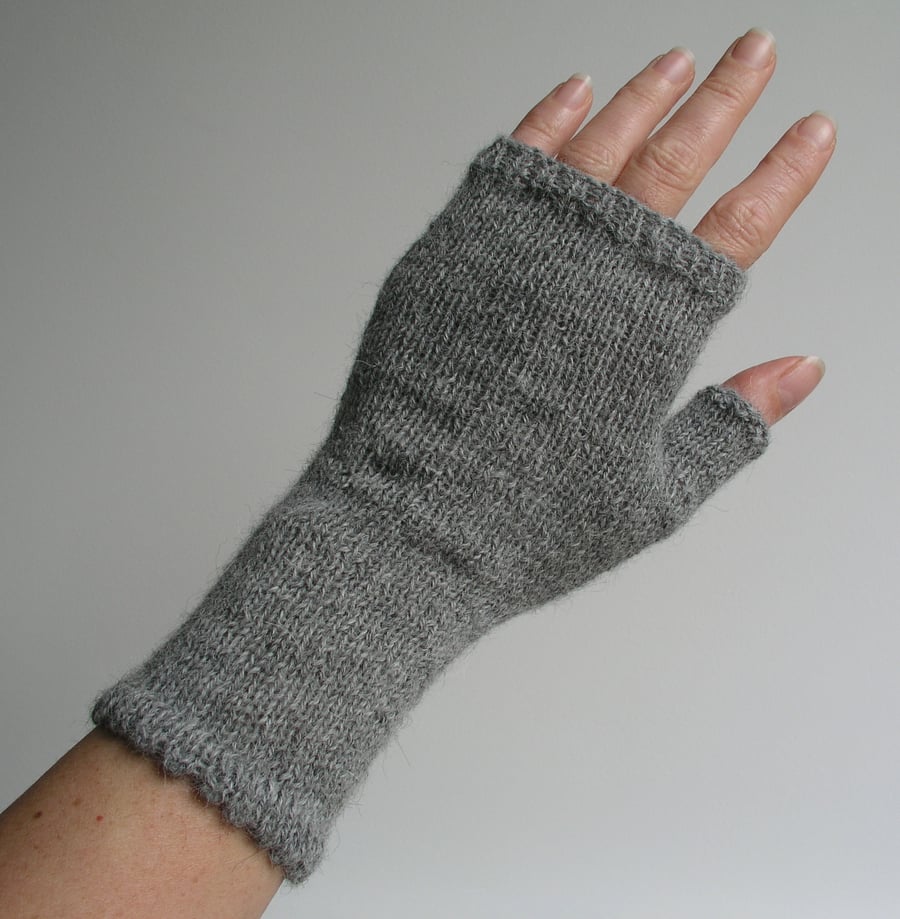 Grey Alpaca Wrist Warmers