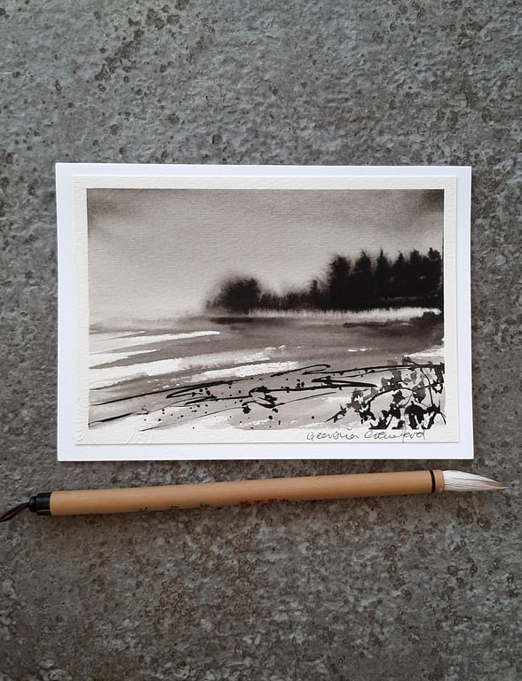 Shoreline. Handpainted Blank Card. Keepsake Gift