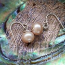 Sterling silver and Pearl Drop Earrings, Peach