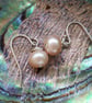 Sterling silver and Pearl Drop Earrings, Peach - Image 1