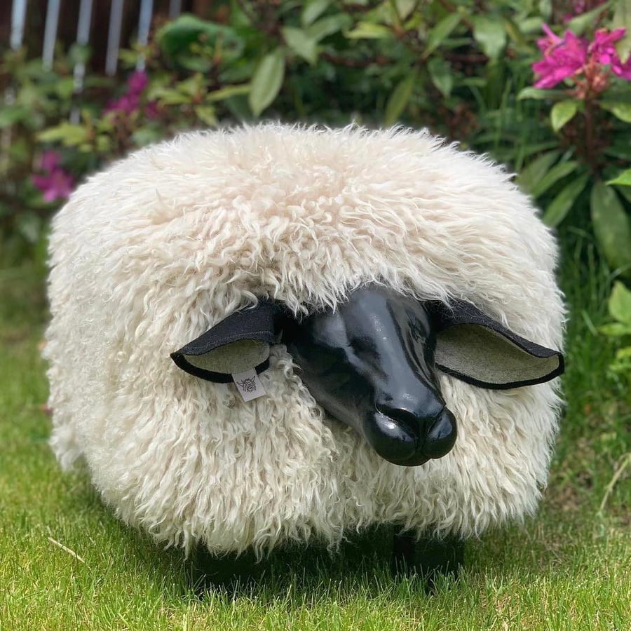 Sheep Footstool - Beige Curly