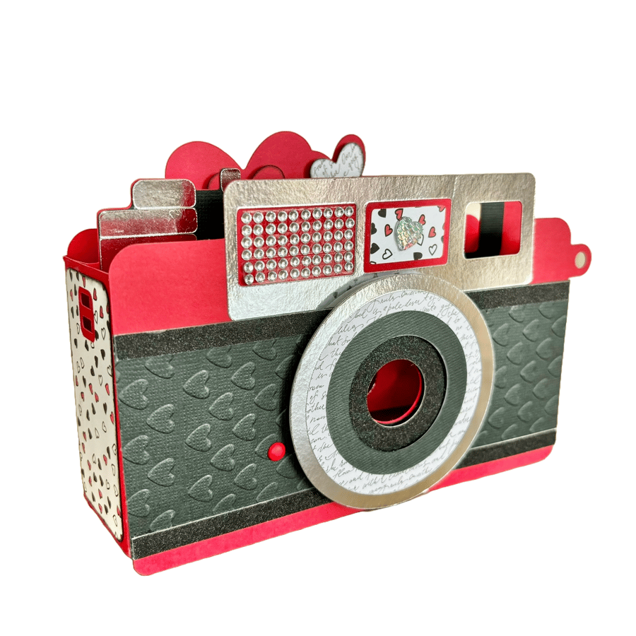 3D Red Vintage Camera Pop Up Box Card, Birthday Card