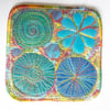 Coaster Drinks Mat Wipe Clean Hand Dyed Free Machine Embroidery Cork Backing
