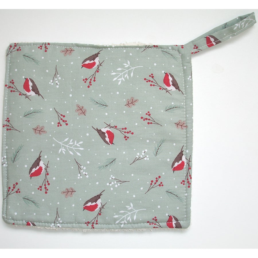 Christmas Robins Pot Holder Potholder Kitchen Grab Mat Pad Xmas Kitchen
