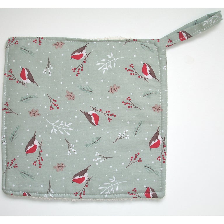 Christmas Robins Pot Holder Potholder Kitchen Grab Mat Pad Xmas Kitchen