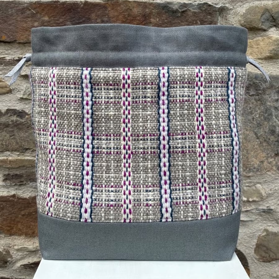 Image of SOLD Cariad Bag - Berry range. Damson & Prussian Blue. Handwoven in Wales
