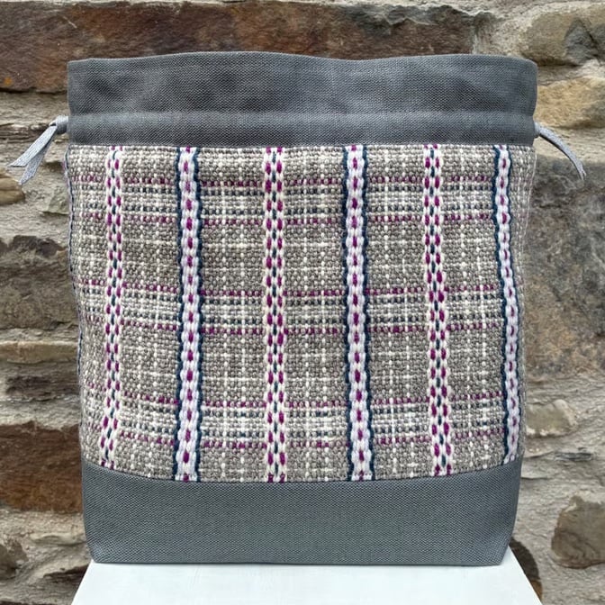Cariad Bag - Berry range. Damson, Dusky Lilac & Prussian Blue.Handwoven in Wales