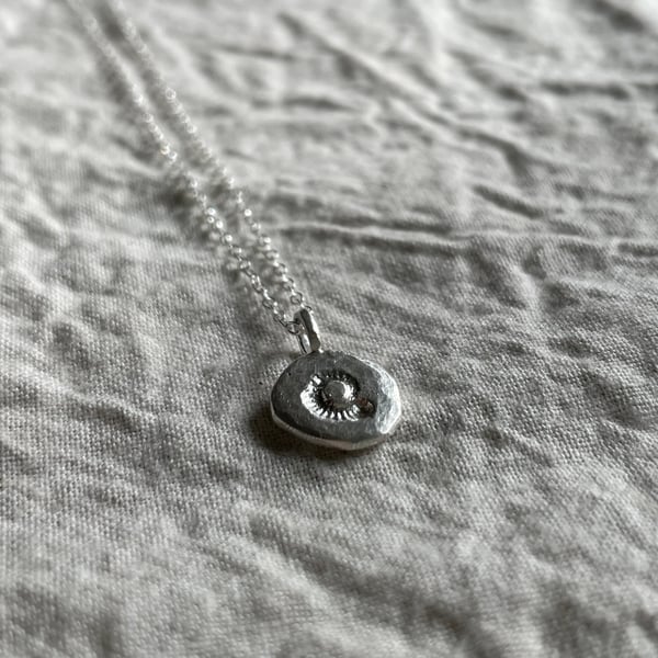 Tiny Ammonite Necklace - Recycled Fine and Sterling Silver