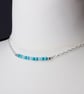  Turquoise bar necklace - Simple gemstone and opalite bead bar necklace