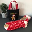 Guitar Gingerbread Merry Christmas Gift Bag Handmade Includes quality Socks - Gu
