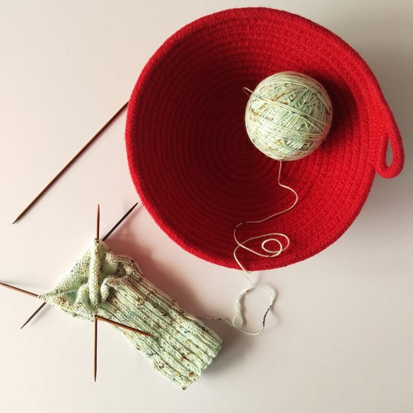 Large Freshwater Bowl made from bright red coloured cotton rope